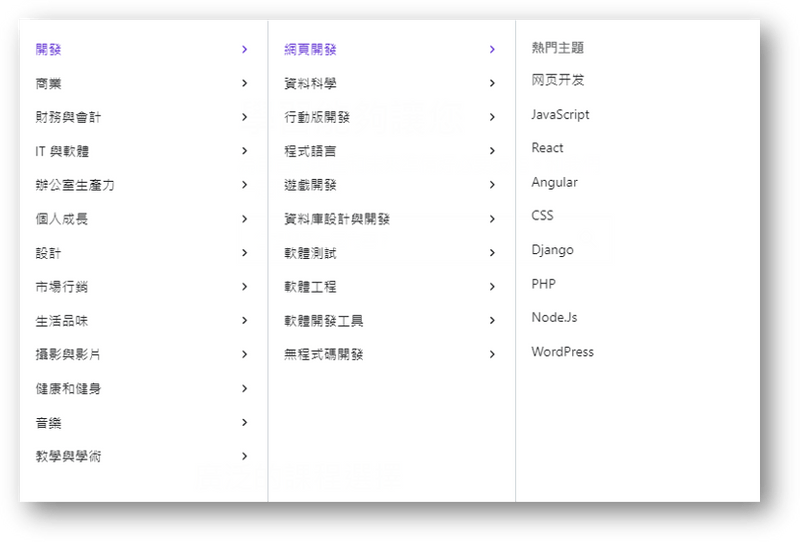 udmey課程種類