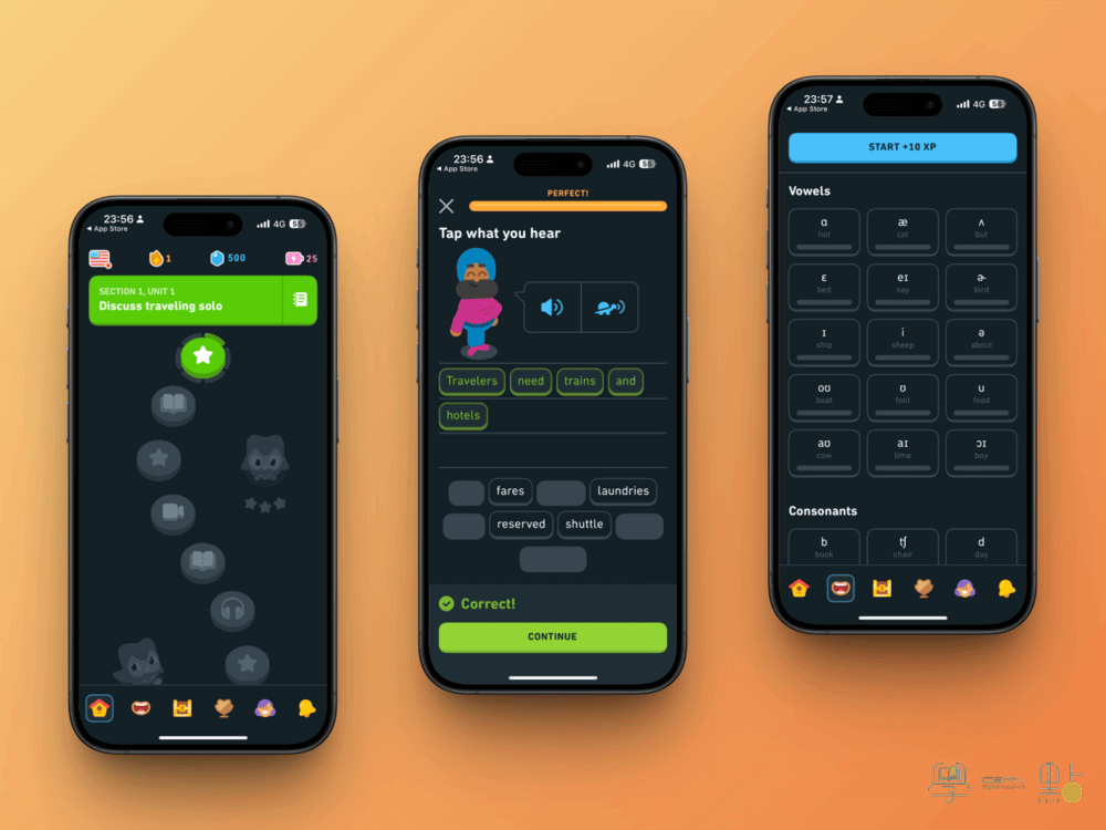 Duolingo 線上語言學習平台介面