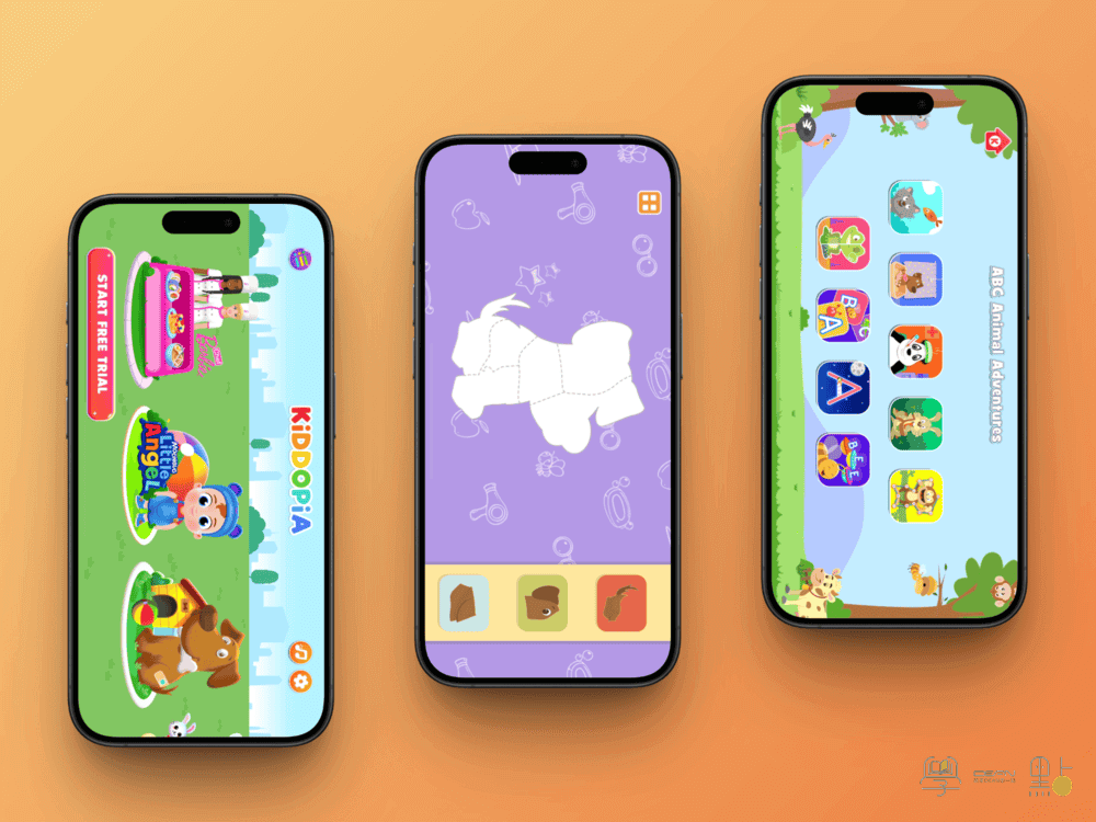 兒童英文學習 app Kiddopia 介面設計色彩繽紛