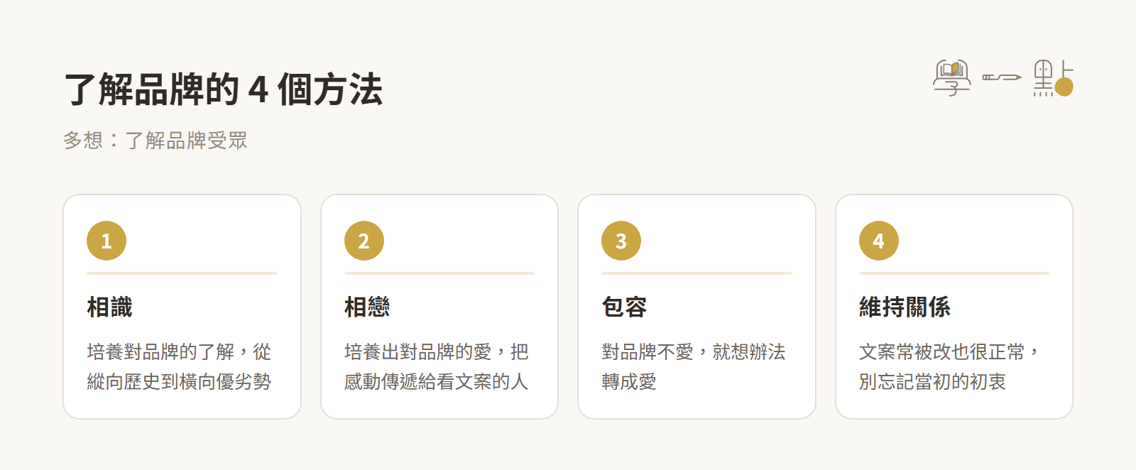 小日子劉冠吟行銷課筆記:3大核心技巧寫出專業文案 4 了解品牌方法