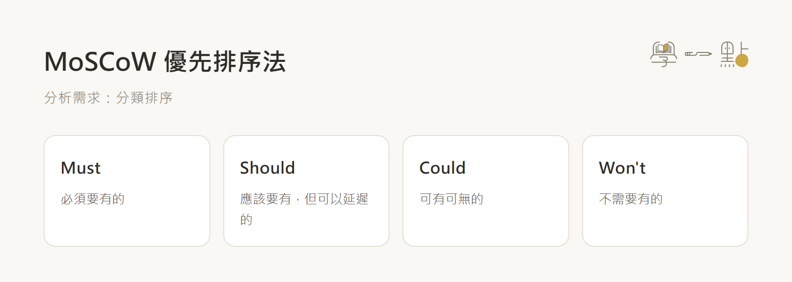 Monica商業分析課程筆記:3個專案前的研究與規劃重點 6 需求分類
