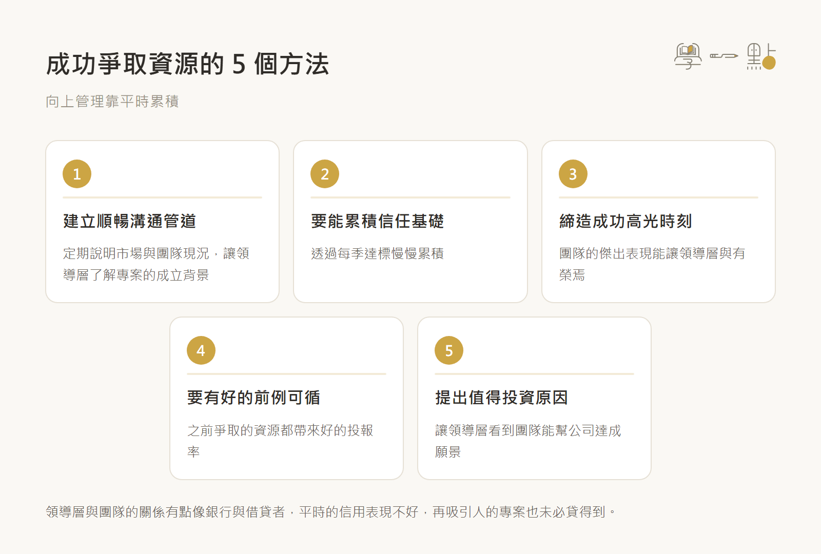 光與鹽陳淑芬課程筆記:解決管理難題的實戰溝通技巧 8 爭取資源方法