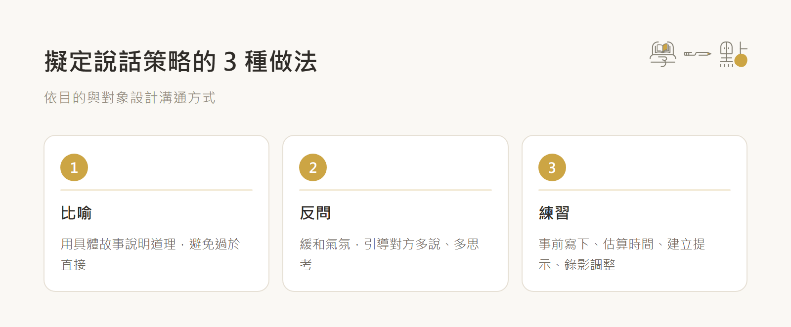 夏韻芬社交說話課程筆記:建立人脈的觀念+實戰技巧 6 擬定說話策略