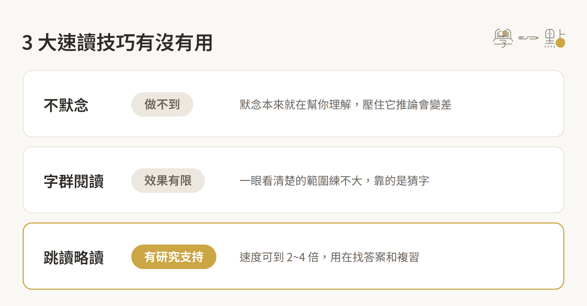速讀有用嗎?缺點有哪些?3 大技巧 + 訓練方法 5 3 大速讀技巧的效果比較